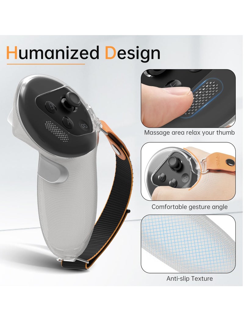 Barakah Upgraded Controller Grips Cover for Meta or Oculus Quest 3 Comfortable Silicone Cover with Non slip Texture Thumb Massage Design and Durable Nylon Controller Strap Reserve Precise Hole Positions - Image 2