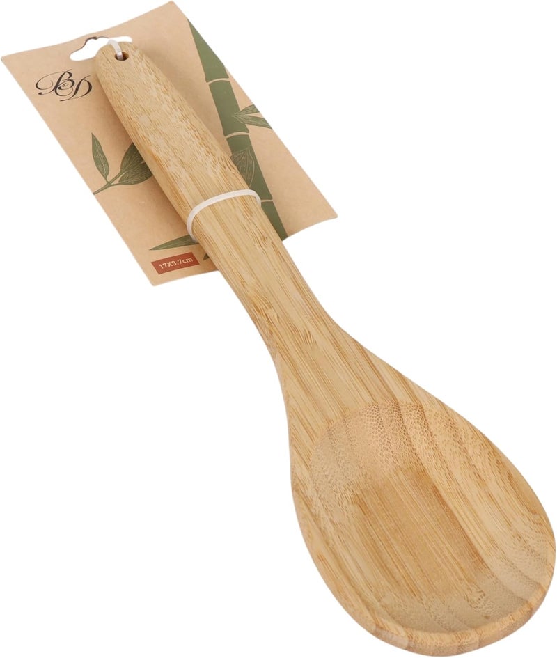 B&D Natural Bamboo Cooking Spoon - 17x3.7cm Long Handle Kitchen Utensil - Image 2