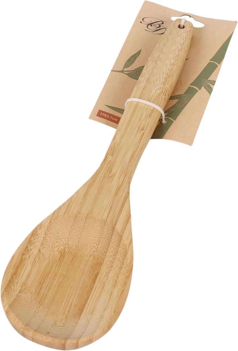 B&D Natural Bamboo Cooking Spoon - 17x3.7cm Long Handle Kitchen Utensil - Image 1
