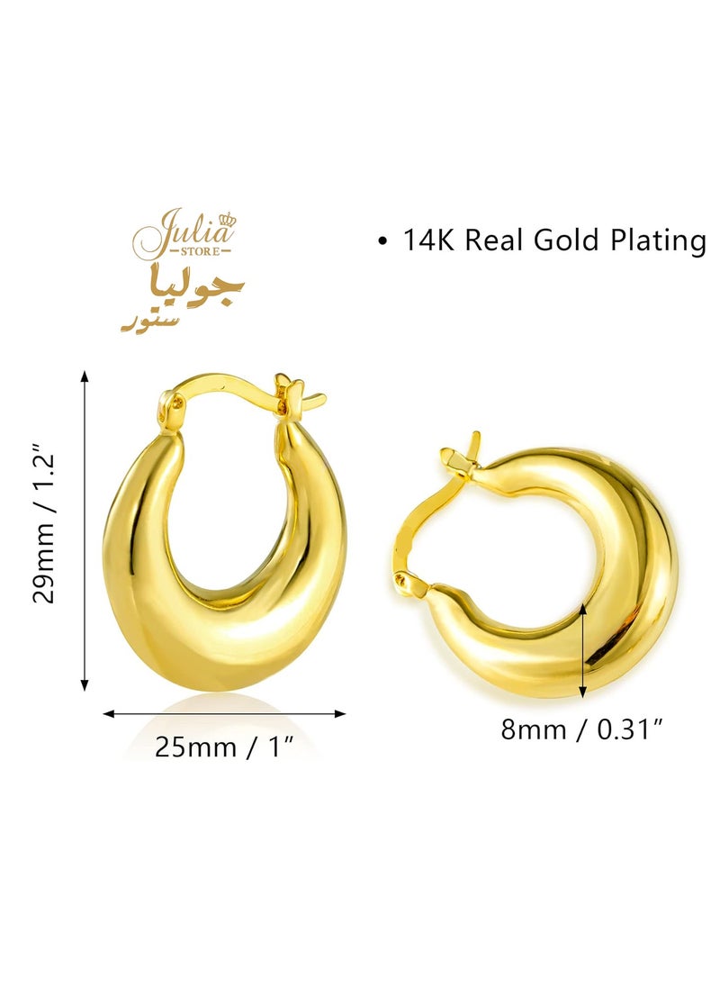 جوليا ستور أفضل بائع أقراط هوجي صغيرة فاخرة أنيقة أقراط هوجي على شكل حرف U أقراط هوجي ذهبية مطلية بالذهب عيار 14 قيراط للنساء من متجر جوليا  - Image 2