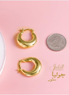 جوليا ستور أفضل بائع أقراط هوجي صغيرة فاخرة أنيقة أقراط هوجي على شكل حرف U أقراط هوجي ذهبية مطلية بالذهب عيار 14 قيراط للنساء من متجر جوليا  - Image 4
