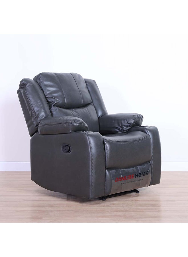 DANUBE HOME كرسي مارجي الجلدي بمقعد واحد من ManuaAir مع حامل أكواب وتخزين، تصميم حديث، مقعد واحد للاسترخاء، أثاث غرفة المعيشة، 97 × 94 × 104 سم، رمادي داكن - Image 4