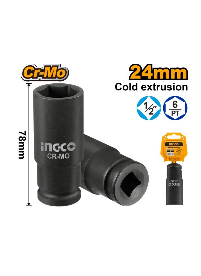 INGCO INGCO 1/2″ Deep impact socket 24mm - HDIS12241L  - Image 2