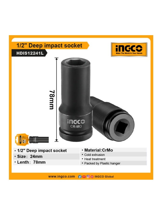 INGCO INGCO 1/2″ Deep impact socket 24mm - HDIS12241L  - Image 3