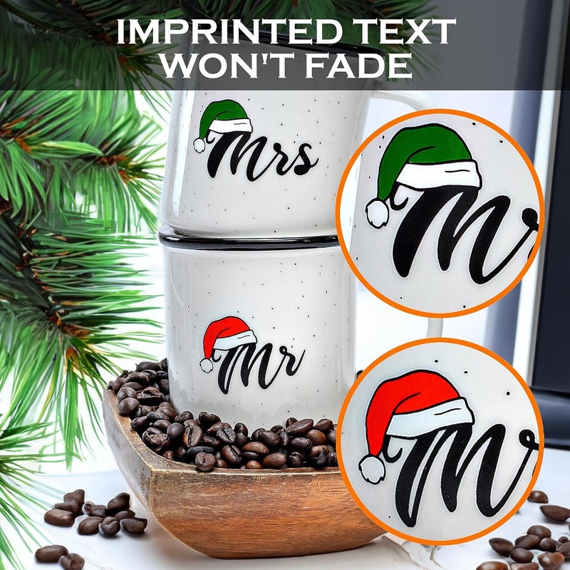 MAINEVENT أكواب عيد الميلاد للسيد والسيدة مجموعة قهوة من 2 سعة 11 أونصة - Image 4