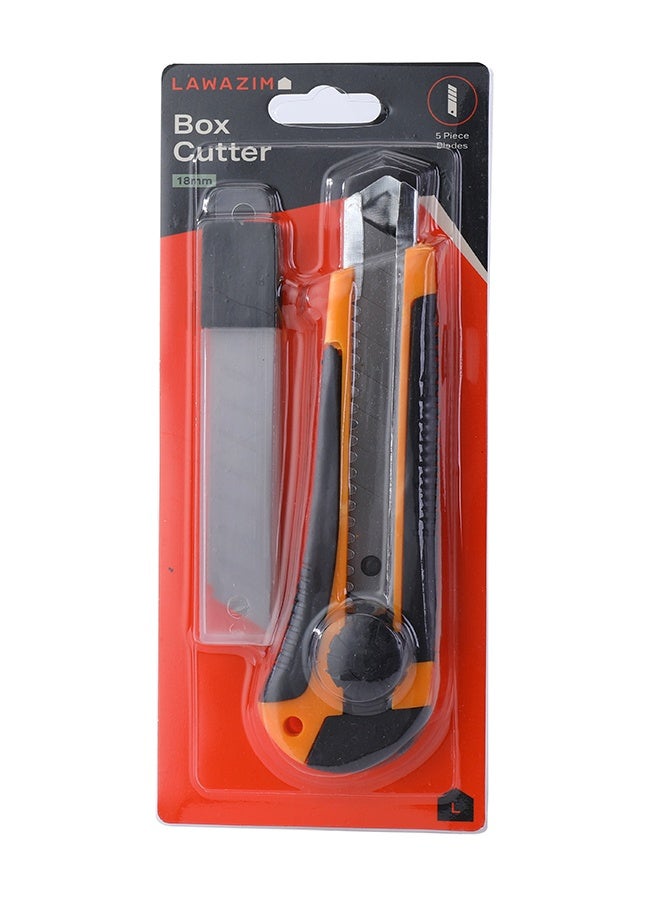 LAWAZIM Box Cutter with 5-Piece Blades - 18mm - Retractable Utility Knife with Dial Lock, Snap-Off Blade Cutter, Precision Cutting Tool for Cardboard, Paper, Fabric, DIY and Packaging Use - Image 5