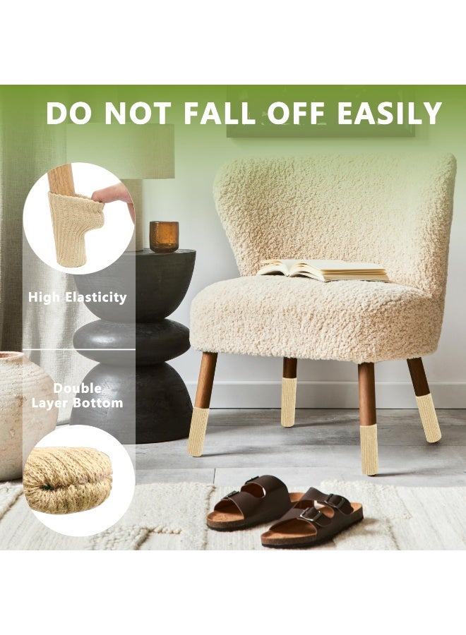 8pcs Furniture Leg Protectors , Protectors Knitted Chair Leg Cover Moving Easily and Reduce Noise Wood Floor Protectors（Beige） - Image 3