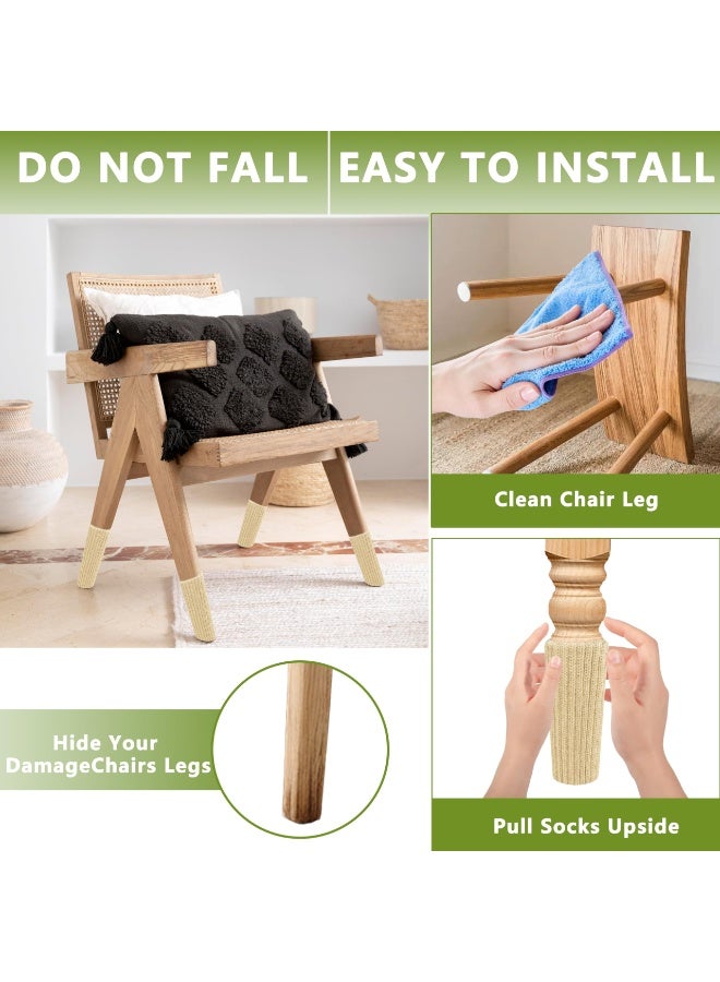 8pcs Furniture Leg Protectors , Protectors Knitted Chair Leg Cover Moving Easily and Reduce Noise Wood Floor Protectors（Beige） - Image 5