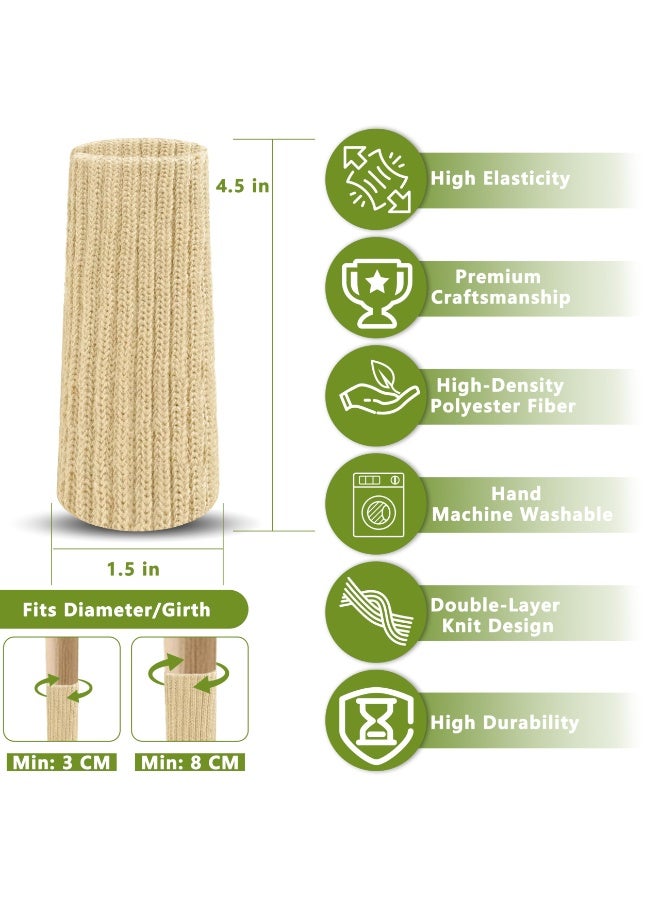 8pcs Furniture Leg Protectors , Protectors Knitted Chair Leg Cover Moving Easily and Reduce Noise Wood Floor Protectors（Beige） - Image 2