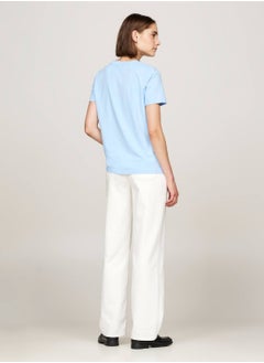 TOMMY HILFIGER Women's  1985 Collection Signature Logo  T-Shirt, Blue - Cotton  - Image 3