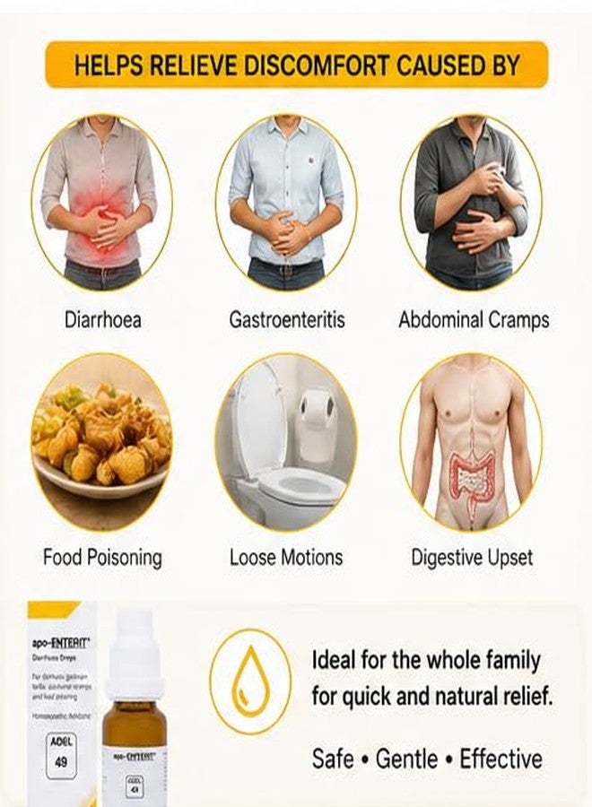 Homeoved, ADEL 49 Apo-ENTERIT Diarrhoea Drops 20 ml | Homeopathic Medicine for Diarrhea, Gastroenteritis, Abdominal Cramps & Food Poisoning Relief | Natural Digestive Support | Made in Germany | Pack of 1 - Image 3