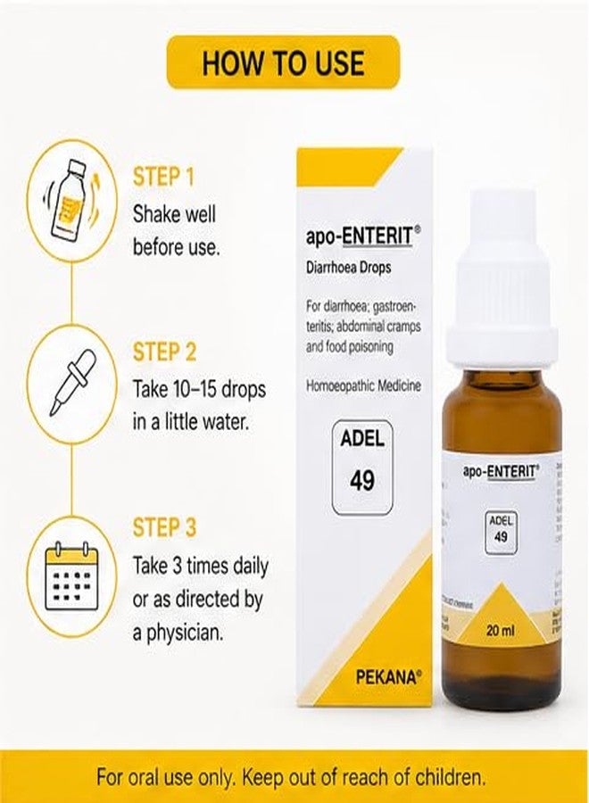 Homeoved, ADEL 49 Apo-ENTERIT Diarrhoea Drops 20 ml | Homeopathic Medicine for Diarrhea, Gastroenteritis, Abdominal Cramps & Food Poisoning Relief | Natural Digestive Support | Made in Germany | Pack of 1 - Image 4