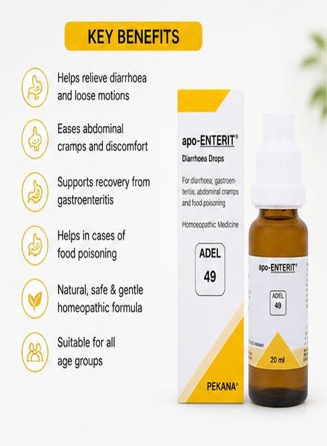 Homeoved, ADEL 49 Apo-ENTERIT Diarrhoea Drops 20 ml | Homeopathic Medicine for Diarrhea, Gastroenteritis, Abdominal Cramps & Food Poisoning Relief | Natural Digestive Support | Made in Germany | Pack of 1 - Image 5