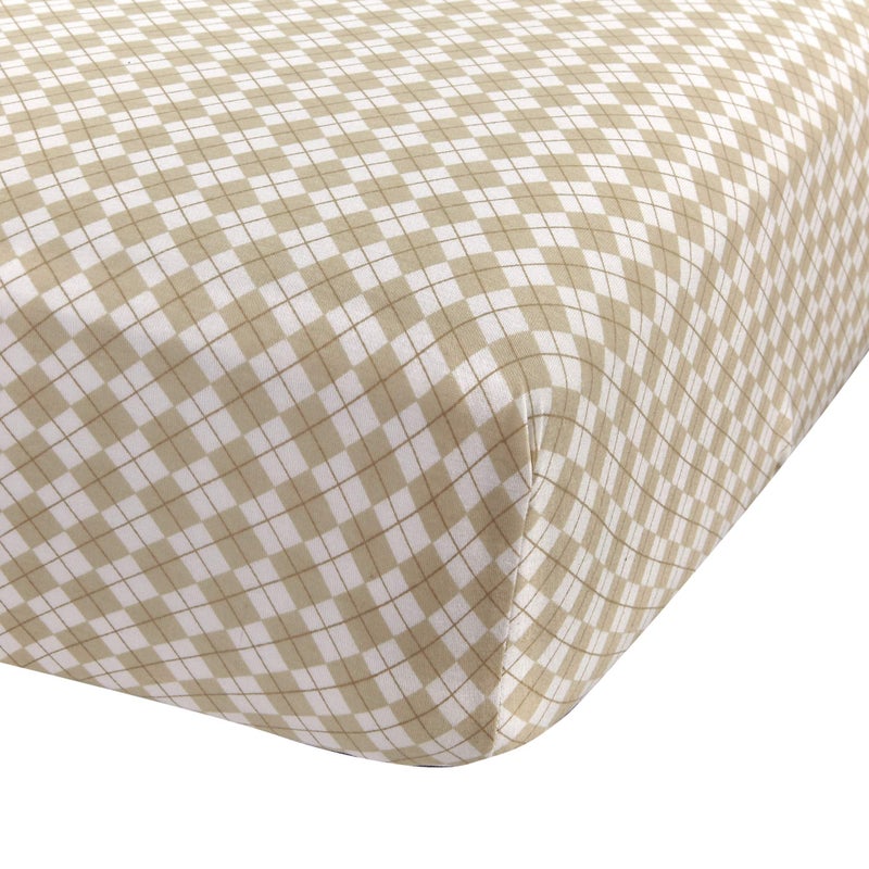 Abstract Cotton Crib Sheets Fitted Crib Sheet for Standard Crib Mattress Ultra Soft Crib Sheets for Boys Girls Baby Universal Snug Fitted Cotton 28x52 Beige Argyle