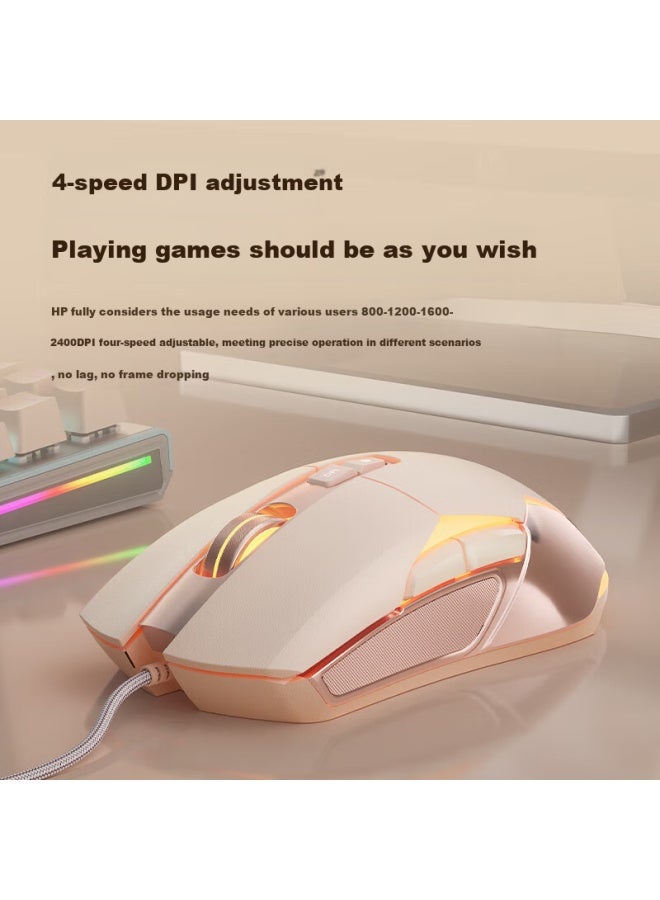HP Hp G260 Gaming Mouse Macro Programming E-sports Gaming Special Internet Cafe Laptop Desktop Office Home Metal Mechanical Texture Wired Mouse White  - Image 4