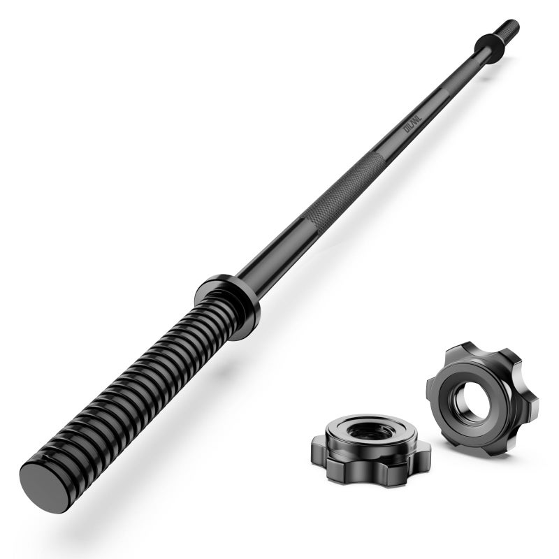 DILANL Weight Lifting Bar 57", 1" Standard Straight Barbell Bars Olympic for Home Gym Weight lifting/Strength Training/Squat/Bench Press/Deadlift/Lunges/Hip Thrusts, 2 Star Collars (480lb Weight Capacity) (Black) - Image 1