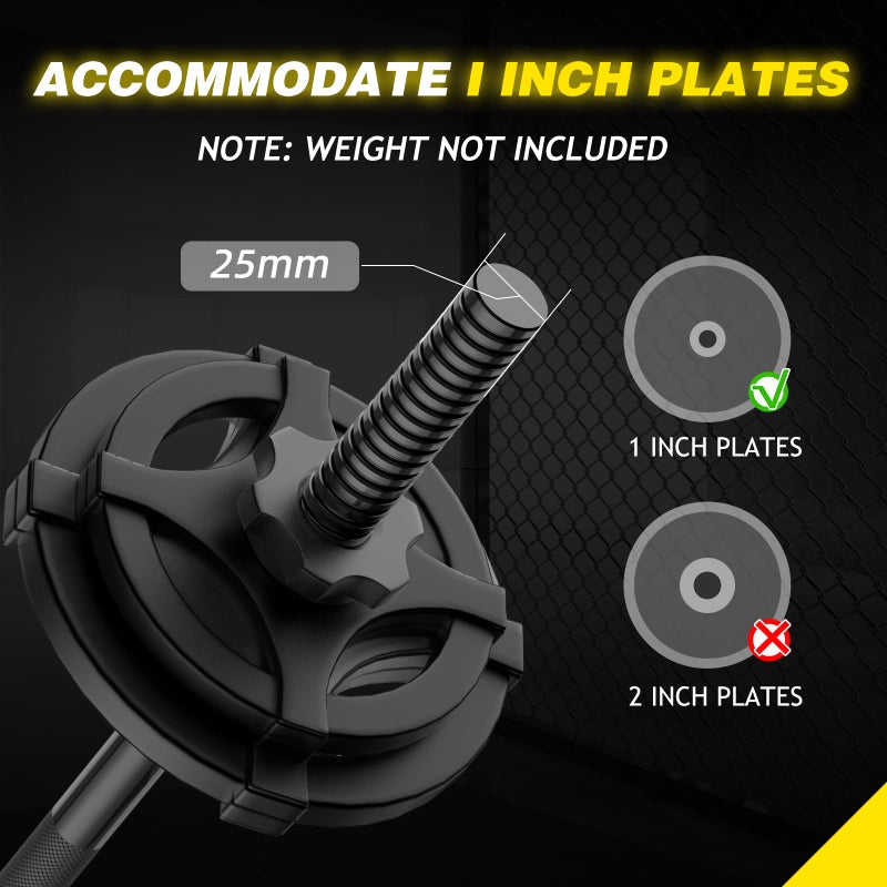 DILANL Weight Lifting Bar 57", 1" Standard Straight Barbell Bars Olympic for Home Gym Weight lifting/Strength Training/Squat/Bench Press/Deadlift/Lunges/Hip Thrusts, 2 Star Collars (480lb Weight Capacity) (Black) - Image 4