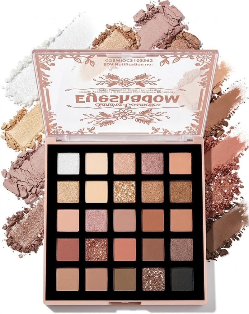 25 Shade Palette Matte Satin Shimmer Metallic Nude Smoky Eyeshadow Pallete Beauty Cosmetics Highly Pigment Powder Long Lasting - Image 3