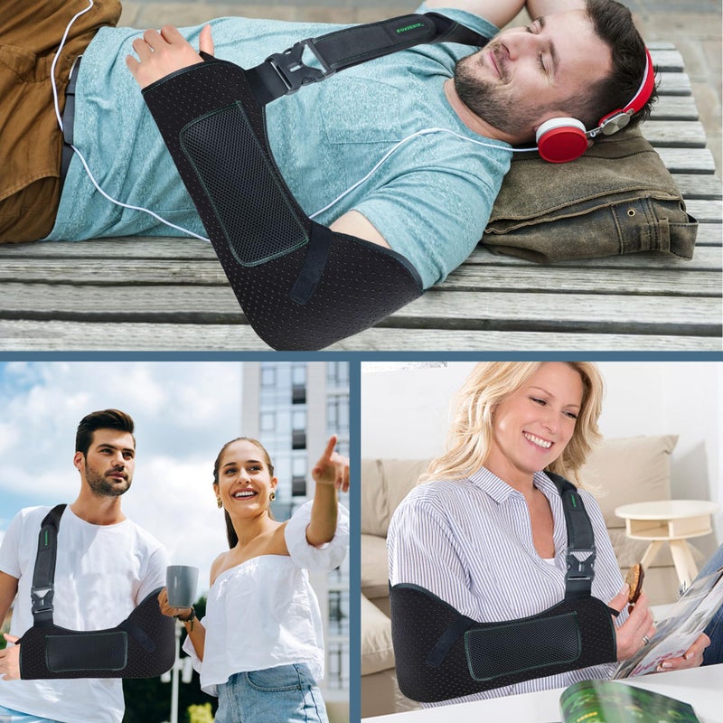KONSEDIK Arm Shoulder Sling for Men and Women,Porous comfort Medical Sling with Pocket Shoulder Pad for Rotator Cuff Injury,Support for Arm,Wrist, Elbow,Clavicle Fracture Post-Surgery(Black,Medium) - Image 5