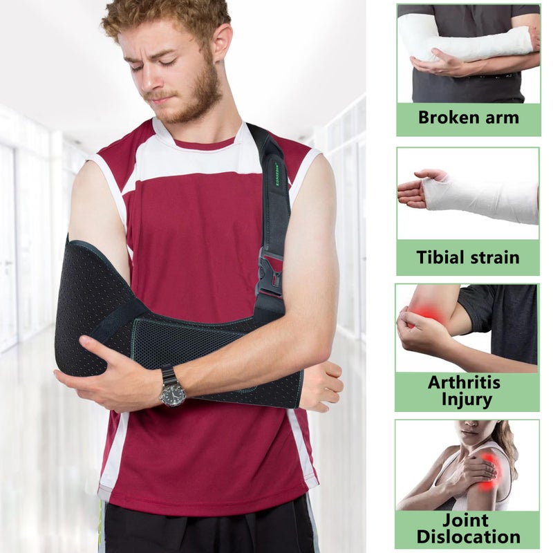 KONSEDIK Arm Shoulder Sling for Men and Women,Porous comfort Medical Sling with Pocket Shoulder Pad for Rotator Cuff Injury,Support for Arm,Wrist, Elbow,Clavicle Fracture Post-Surgery(Black,Medium) - Image 4