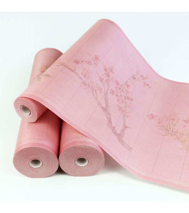 10cm 0.79inch Square Grid Floral Design Xuan Paper Roll Thick Semi Raw Rice Paper for Calligraphy Brush Painting Pre Printed Squares Small Scripts Artwork - Image 1