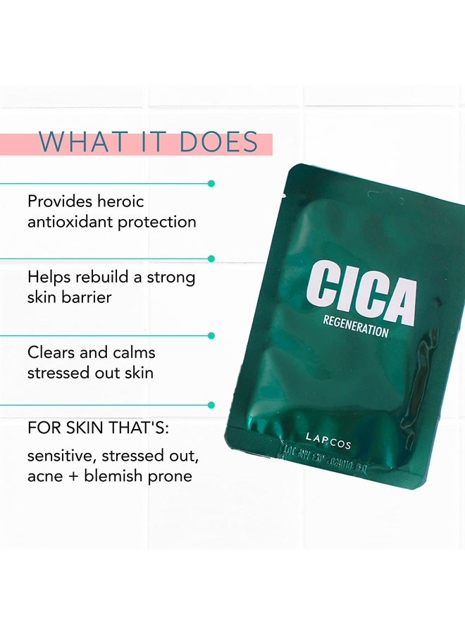 Cica Sheet Mask, Daily Face Mask with Cantella Plant Extract to Regenerate and Revitalize Skin, Korean Beauty Favorite, 5-Pack