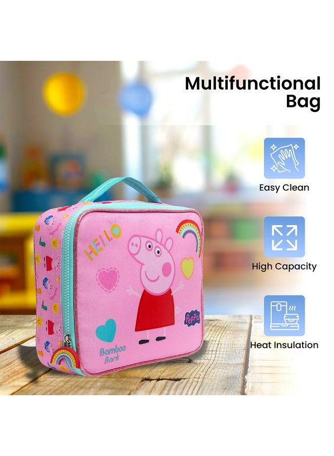 Bamboo Bark Peppa Pig Insulated lunch bag - Large Food Storage Tote with Adjustable Shoulder Strap, Portable Cooler Bag, Insulated Lunch Bag for Work - Image 2