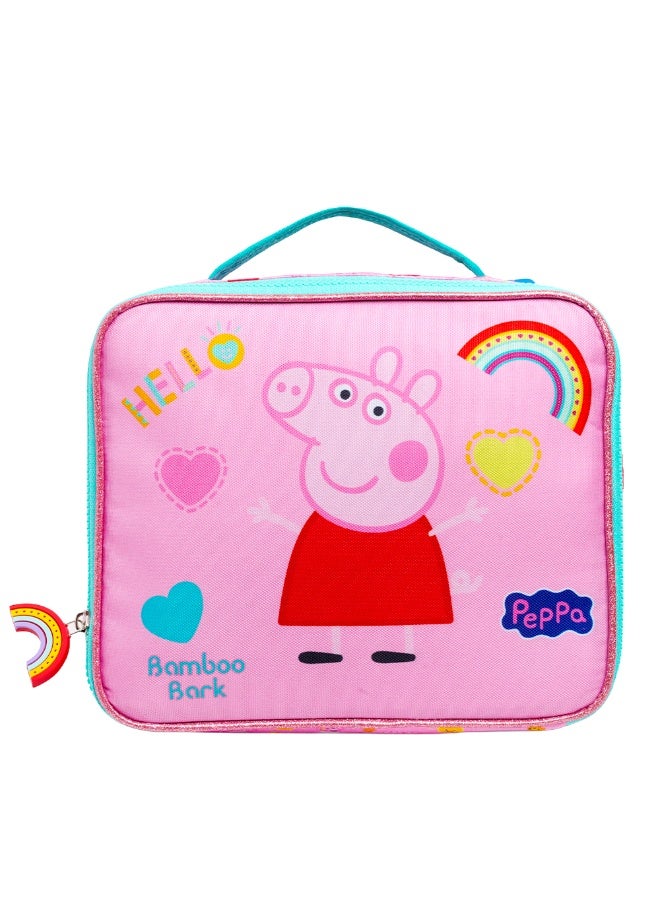 Bamboo Bark Peppa Pig Insulated lunch bag - Large Food Storage Tote with Adjustable Shoulder Strap, Portable Cooler Bag, Insulated Lunch Bag for Work - Image 1