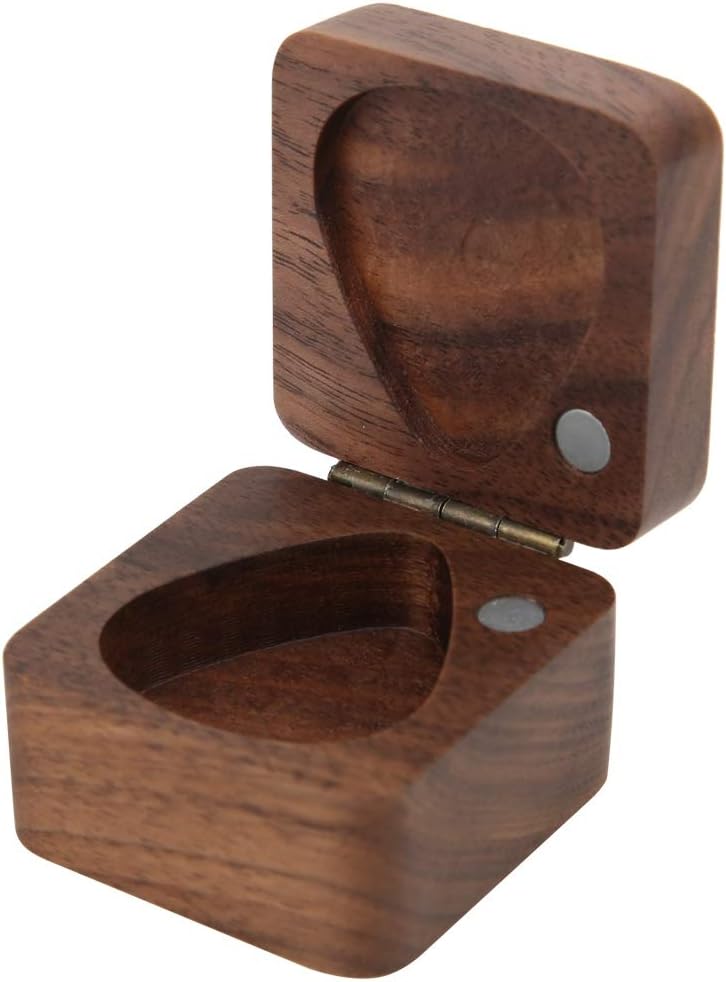 SUNGOOYUE Wooden Guitar Pick Holder, Acacia Wood Box, Pick Storage Box, Wood Grain, Guitar Organizer With Musical Gift - Image 4