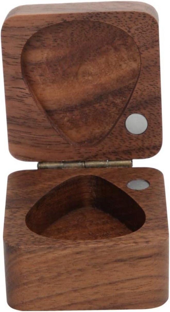 SUNGOOYUE Wooden Guitar Pick Holder, Acacia Wood Box, Pick Storage Box, Wood Grain, Guitar Organizer With Musical Gift - Image 5