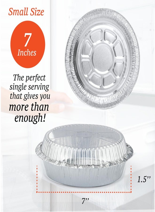 Spare Essentials 55 Pack - 7" Round Aluminum Pans with Lids - Aluminum Foil Pans with Clear Lids - Freezer & Oven Safe Round Foil Pans with Lids, Takeout, Air Fryer, Disposable Ideal for Baking - Image 2