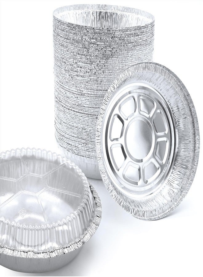 Spare Essentials 55 Pack - 7" Round Aluminum Pans with Lids - Aluminum Foil Pans with Clear Lids - Freezer & Oven Safe Round Foil Pans with Lids, Takeout, Air Fryer, Disposable Ideal for Baking - Image 1