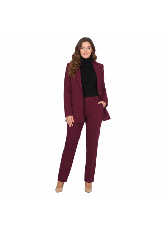 Smoky Egypt Elegant Lady Solid Blazer-DarkRed - Image 3