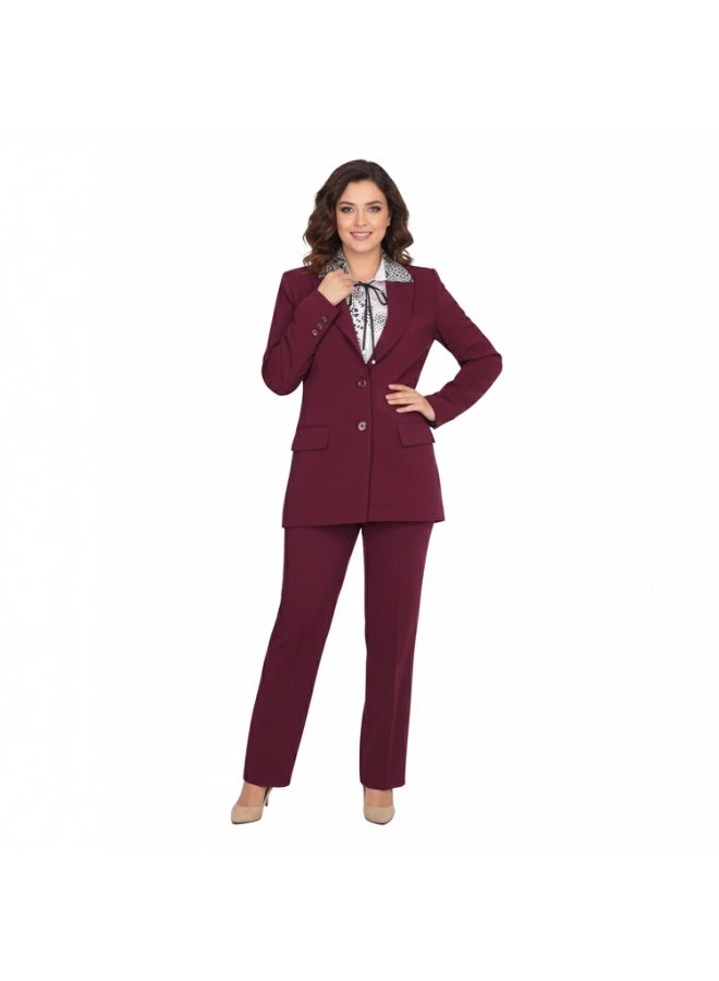Smoky Egypt Elegant Lady Solid Blazer-DarkRed - Image 4