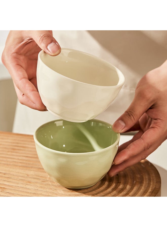 Treejack Ceramic Bowl And Plate Dinnerware Set, French-style Fresh Cream-colored Rice Soup Bowls, Plates, Chopsticks, And Soup Spoons, 11-piece Set - Image 3