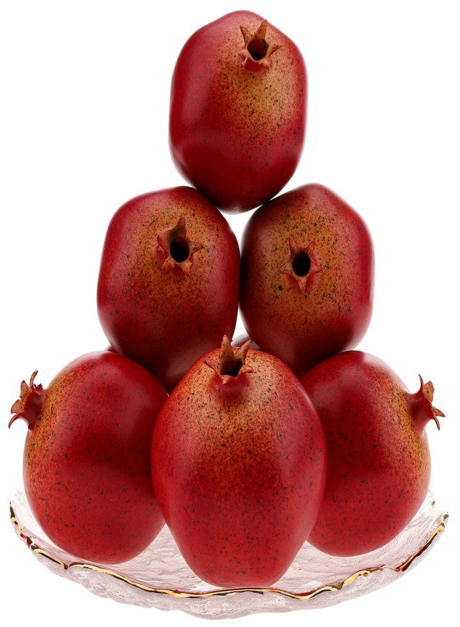 Meiwlong 6pcs Fake Pomegranates,Realistic Fake Fruit for Home Decor,Plastic Artificial Pomegranates Decor - Image 1