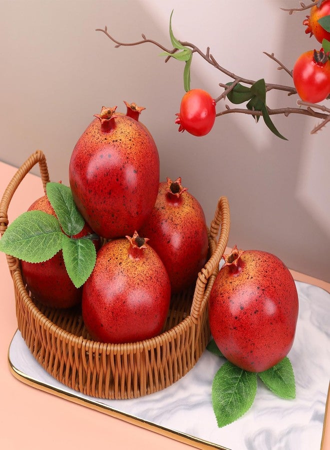 Meiwlong 6pcs Fake Pomegranates,Realistic Fake Fruit for Home Decor,Plastic Artificial Pomegranates Decor - Image 5