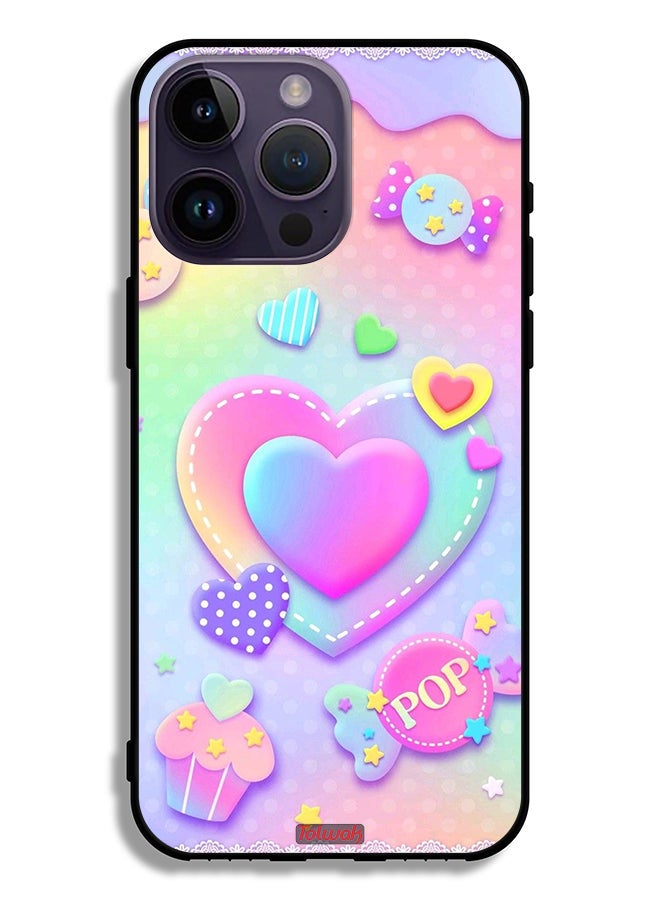 Tolwak Apple iPhone 14 Pro Max Protective Case Pop Hearts Art - Image 2