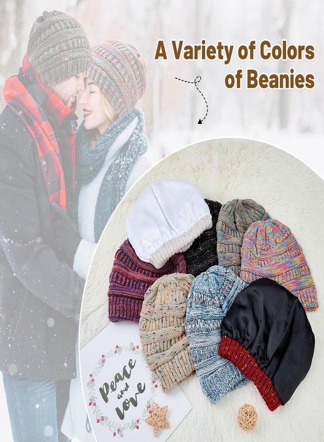 Durio Satin Lined Beanie for Women - Windproof Slouchy Winter Hat Silk Lining Soft Knit Warm Fashionable Knit Hat - Image 5