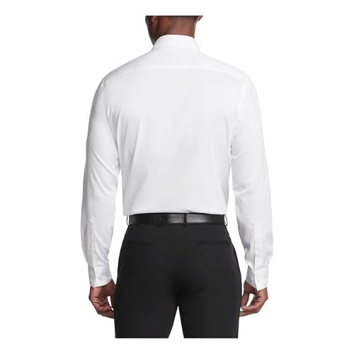 Van Heusen قميص رسمي للرجال من فان هيوزن بتصميم عادي مقاوم للتجاعيد مع ياقة مرنة، أبيض، 17"-17.5" للرقبة و34"-35" للأكمام - Image 2