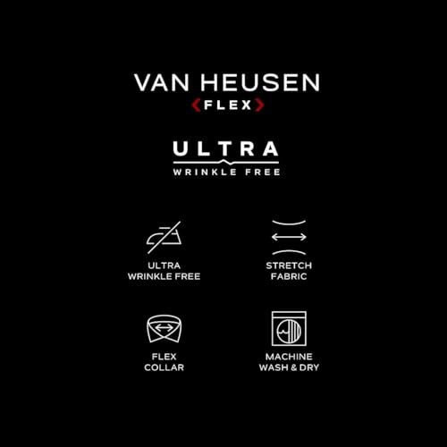 Van Heusen قميص رسمي للرجال من فان هيوزن بتصميم عادي مقاوم للتجاعيد مع ياقة مرنة، أبيض، 17"-17.5" للرقبة و34"-35" للأكمام - Image 5