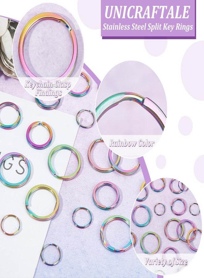 UNICRAFTALE 24Pcs 3 Sizes 304 Stainless Steel Split Key Rings Round Keychain Clasp Findings Rainbow Color Keychain Rings DIY Accessories for keyrings Buckle, Bags, Purses - Image 5