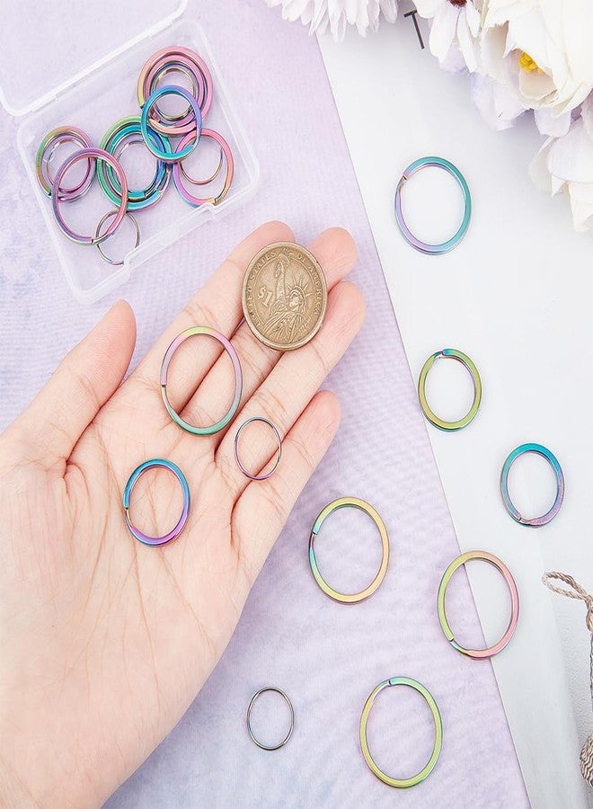 UNICRAFTALE 24Pcs 3 Sizes 304 Stainless Steel Split Key Rings Round Keychain Clasp Findings Rainbow Color Keychain Rings DIY Accessories for keyrings Buckle, Bags, Purses - Image 4