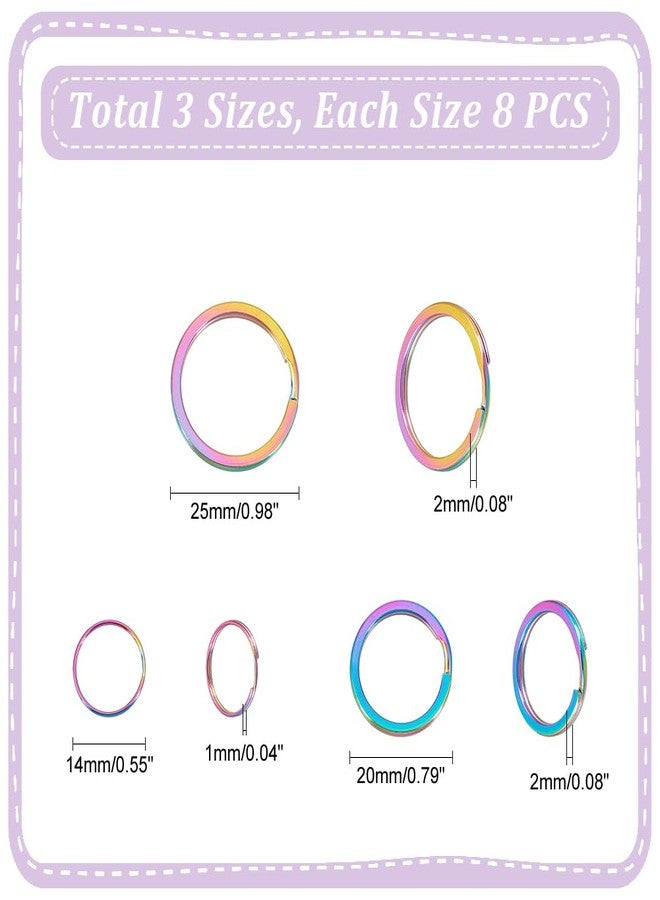 UNICRAFTALE 24Pcs 3 Sizes 304 Stainless Steel Split Key Rings Round Keychain Clasp Findings Rainbow Color Keychain Rings DIY Accessories for keyrings Buckle, Bags, Purses - Image 3
