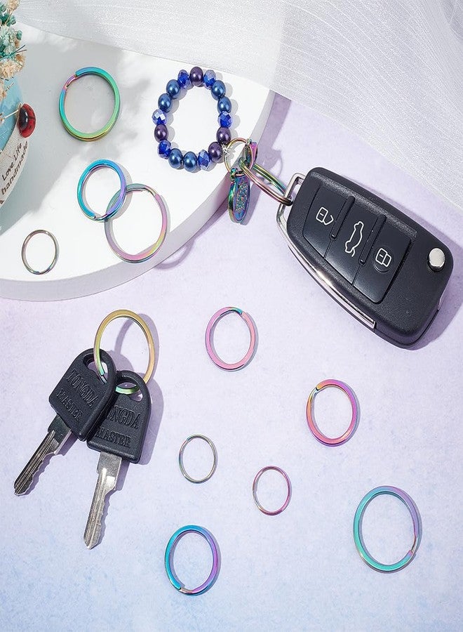 UNICRAFTALE 24Pcs 3 Sizes 304 Stainless Steel Split Key Rings Round Keychain Clasp Findings Rainbow Color Keychain Rings DIY Accessories for keyrings Buckle, Bags, Purses - Image 2