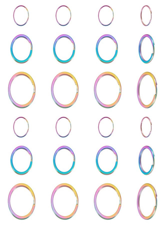 UNICRAFTALE 24Pcs 3 Sizes 304 Stainless Steel Split Key Rings Round Keychain Clasp Findings Rainbow Color Keychain Rings DIY Accessories for keyrings Buckle, Bags, Purses - Image 1