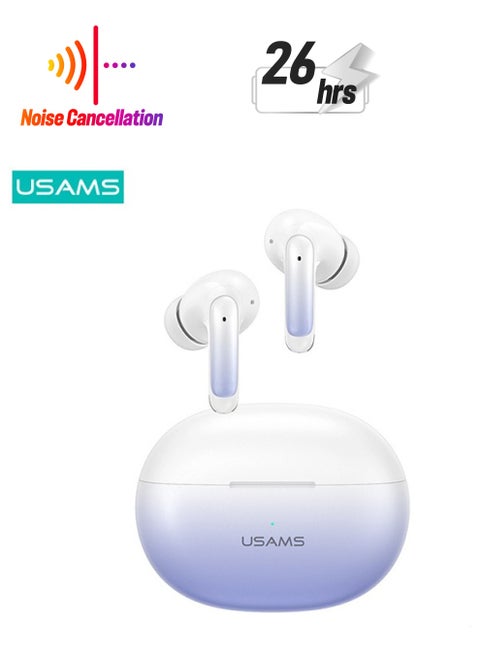 Ultralight Silicone Wireless Headset Bluetooth 5.3, ENC Dual Mic Noise Cancelling TWS In-Ear - (White  Blue)