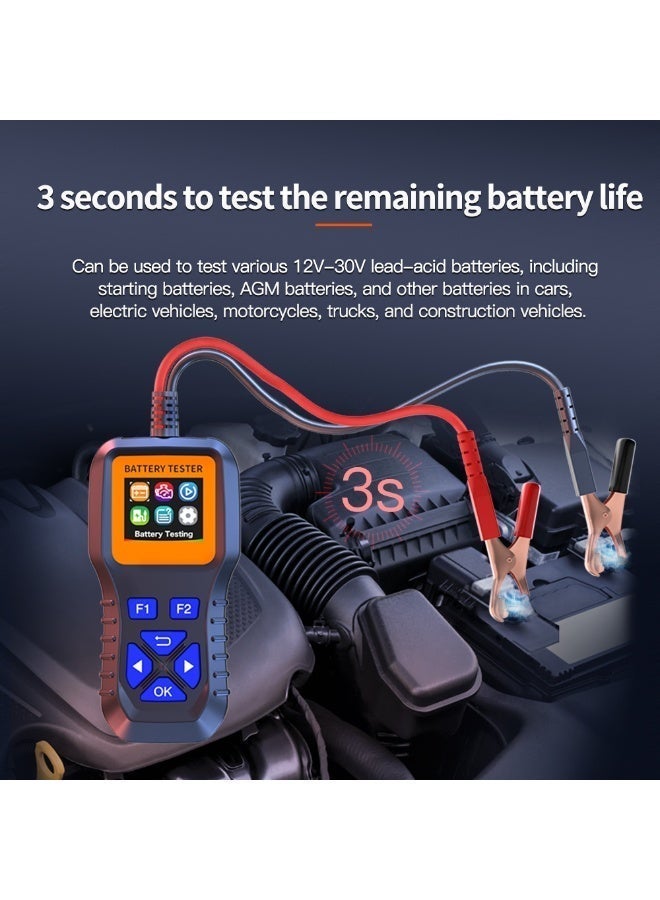 BS Battery Tester|Supports Arabic|Battery Load Tester 12V-30V Lead-Acid Battery Digital Automotive Battery Analyzer With color display Can test automotive|SUV|Vessels|electric vehicle|motorcycle batteries. - Image 3
