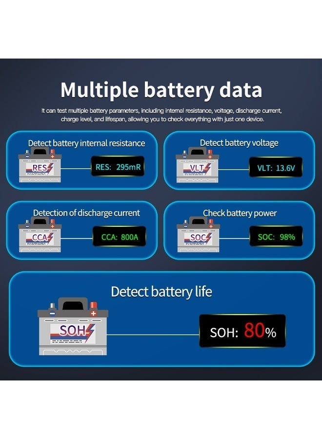 BS Battery Tester|Supports Arabic|Battery Load Tester 12V-30V Lead-Acid Battery Digital Automotive Battery Analyzer With color display Can test automotive|SUV|Vessels|electric vehicle|motorcycle batteries. - Image 4
