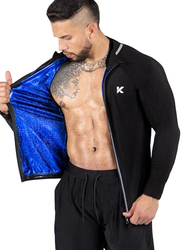 Kewlioo Pro Mens Heat Trapping Sauna Jacket Zip Up Sauna Suit For Men Sauna Long Sleeve Sauna Shirt for Gym Workouts